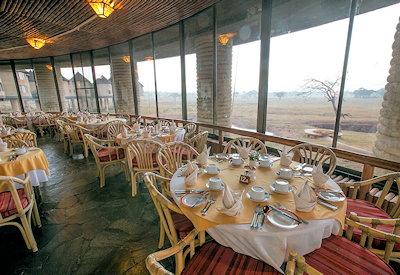 Dining area with views of water hole