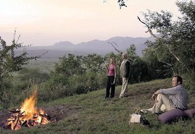 sunset drinks over the Tsavo West National Park