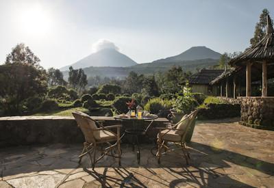 Mount Gahinga Lodge surrouned by a Central African rain forest