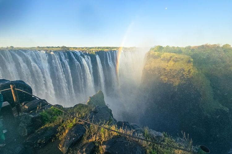 Victoria Falls photography Mosi-oa-Tunya Zimbabwe Zambia lunar rainbow 500 million litres per minute