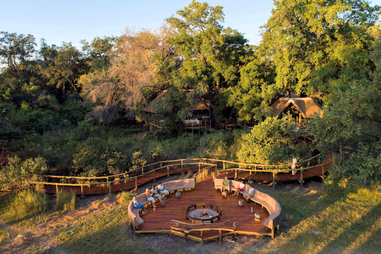 Camp Moremi Xakanaxa Lagoon 12 thatched tented suites private deck boat excursions Moremi Botswana