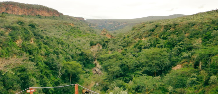 Hells Gate Kenya gorge trekking narrow canyon steaming hot springs unique rock formations two hours