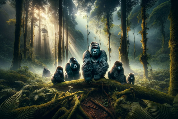 Mountain gorilla family Volcanoes National Park Rwanda trekking permit $1500 dry season