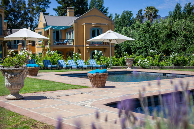 Franschhoek Country House Monneaux restaurant vineyard views Villa Suites pool spa Cape Winelands