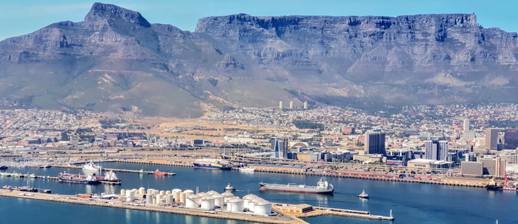 Helicopter flight Cape Town dolphins pods Atlantic Ocean Camps Bay 12 Apostles mountains aerial view