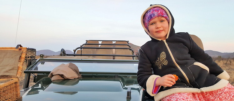Kids on safari Madikwe South Africa family game drive cheetah almost kill circle of life children