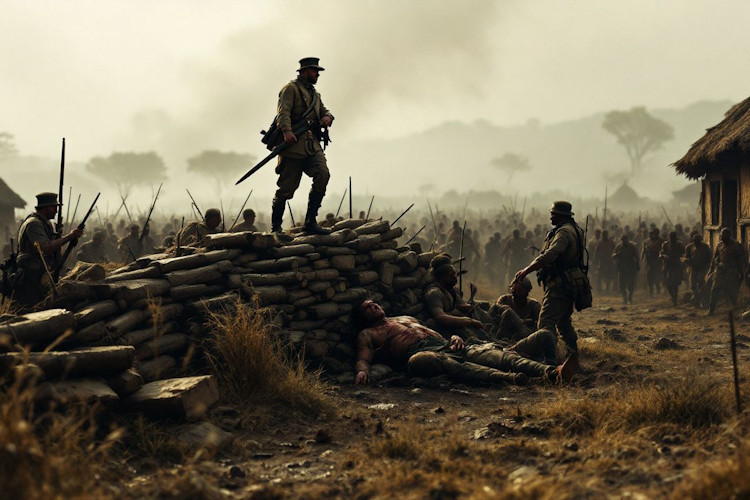 Battle of Rorke's Drift 1879 British soldiers Zulu warriors defensive preparations mealie bags barricades