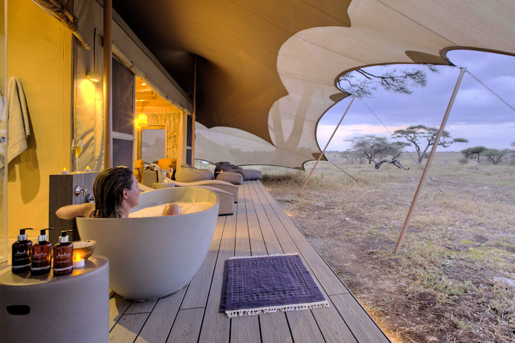 Namiri Plains Camp canvas tents eastern Serengeti private decks big cats cheetah research Tanzania