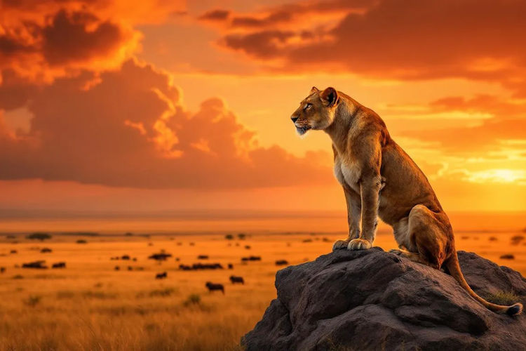 Photography opportunities Serengeti Tanzania wildebeest lions kopjes sunset acacia trees landscape