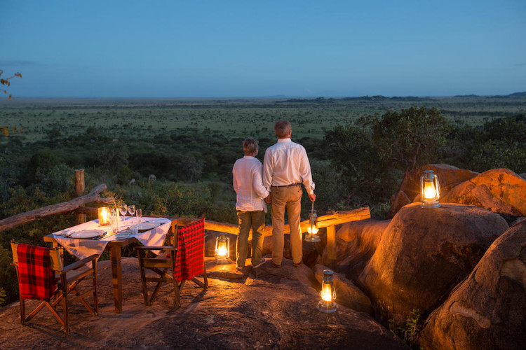 Luxury safari lodge Serengeti Tanzania honeymoon couple romantic private deck views