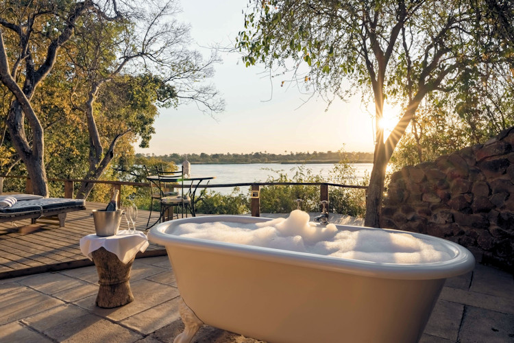 Tongabezi Lodge Zambezi River romantic riverside firepits Sampan dining Victoria Falls Zambia