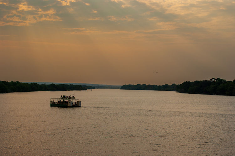 Sunset cruise Zambezi River Livingstone Zambia three hours wildlife elephants crocodiles gourmet meals