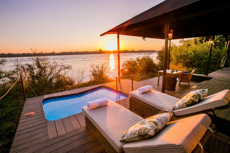 Old Drift Lodge Zambezi River 7km upstream Victoria Falls 360-degree views watering hole family-friendly