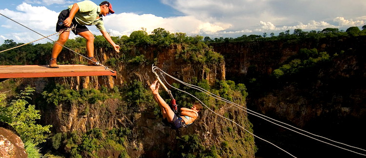 Victoria Falls Gorge Swing zero gravity 70 metre free fall 95 metre pendulum swing Zambezi rapids