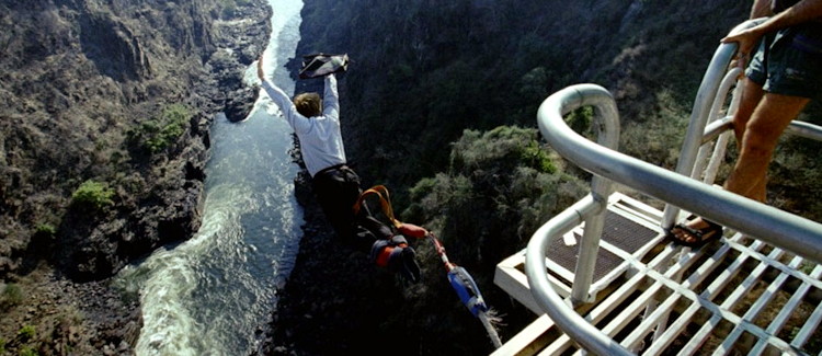 Victoria Falls bungee jump 111 metre Victoria Falls Bridge Zimbabwe Zambia adventure adrenaline