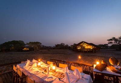Dinner at night in the Savuti area