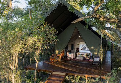 Camp on raised wooden decks