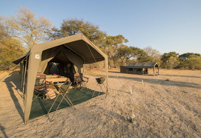 Luxury mobile tented suite en-suite Central Kalahari Botswana Blooming Desert Safari