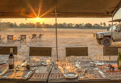 Desert sunrise breakfast Central Kalahari Botswana Blooming Desert Safari mobile camp