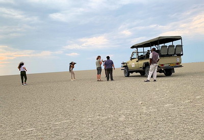 Makgadikgadi Pans sunset Nata Lodge Botswana Delta Wildlife Adventure budget safari