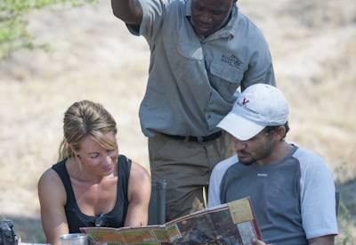 Bush lunch on safari Pipers Pan Passarge Valley Central Kalahari Botswana camping