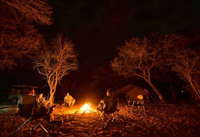Luxury Meru-style unfenced camp Baines Baobabs Nxai Pan Botswana camping safari