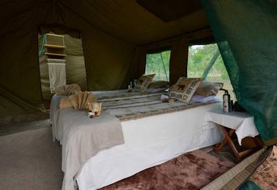 Luxury Meru-style mobile safari suite en-suite Moremi Game Reserve Botswana