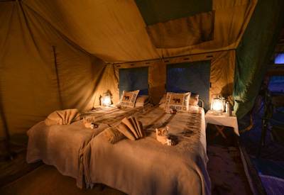Luxury Meru-style mobile tented suite en-suite Moremi Game Reserve Xinii Botswana