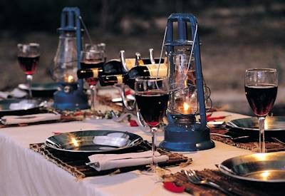 Fine dining mobile camp open fire Savuti Khwai Moremi Highlights Northern Botswana safari