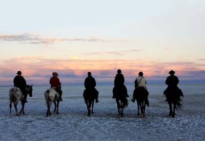 Riding Makgadikgadi salt pans earliest explorers missionaries horseback Botswana family