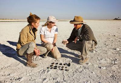 Zu Hoansi Bushmen cultural tour Western Kalahari Desert Jack's Camp Botswana family