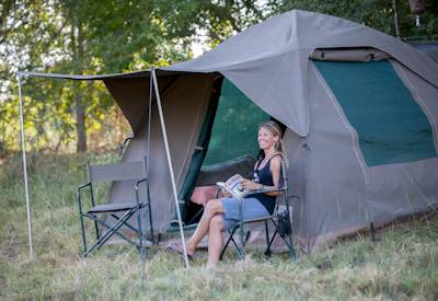 Wild camping en-suite dome tents Khwai Game Reserve Livingstone Safari Botswana