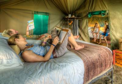 Rustic eco tented accommodation Shinde Footsteps Camp Okavango Delta family Botswana