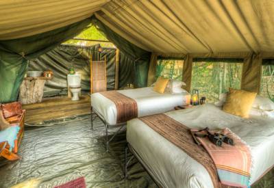 Large family room twin beds en-suite Shinde Footsteps Camp Okavango Delta Botswana