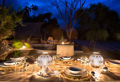 Dinner by candle light in the Tsavo East