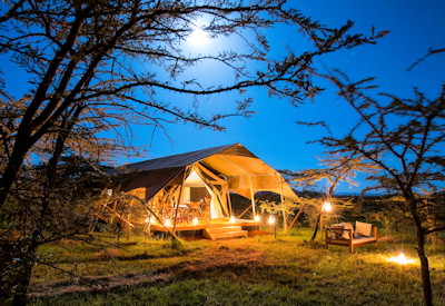 Mara Expedition as setup at night