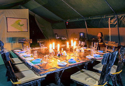 Main indoor dining area at camp