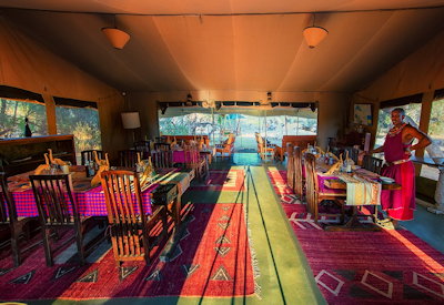 Tented indoor dining room