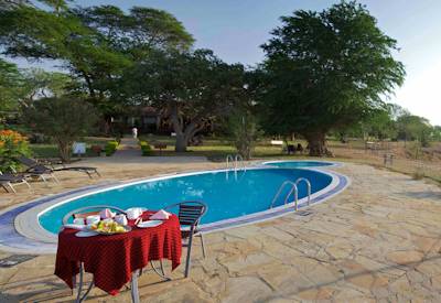 Tsavo East National Park and a swimmin gpool