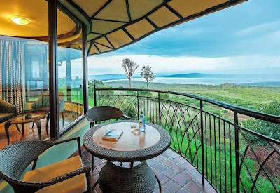Lake Nakuru and a thunderstorm in the distance