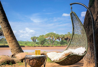 Chilling out on the banks of a river in the Samburu