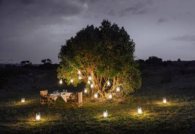 Dinner set up at night