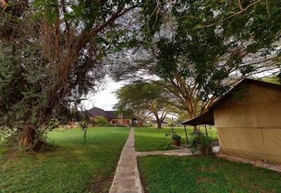 The lodge grounds and manicured lawns
