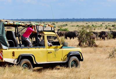 Game drives in the Tsavo East National Park