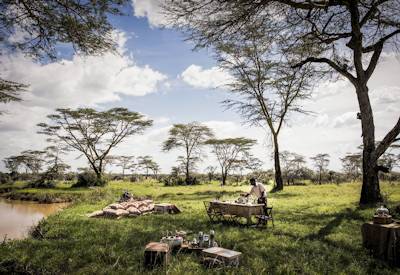 Breakfast setup in the African bush