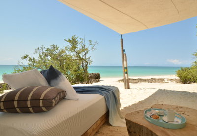 Vamizi Island Lodge marble shower outdoor deck Indian Ocean Quirimbas Mozambique