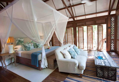 Vamizi Island Lodge thatched open dining room main beach castaway restaurant Mozambique