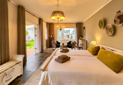 Double rooms with views of manicured garden