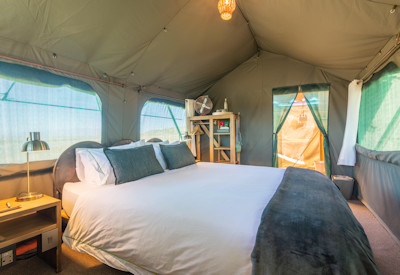 Family tent with limited double beds