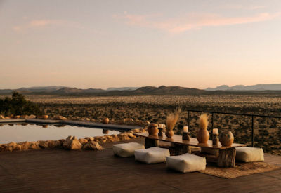 Swimming pool area perfect for sunrise yoga